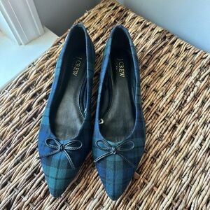 J. Crew Women's Tartan Flats - Navy and Forest